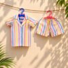 Nindiya Cotton Night Suit — pastel candy-stripe shirt and shorts
